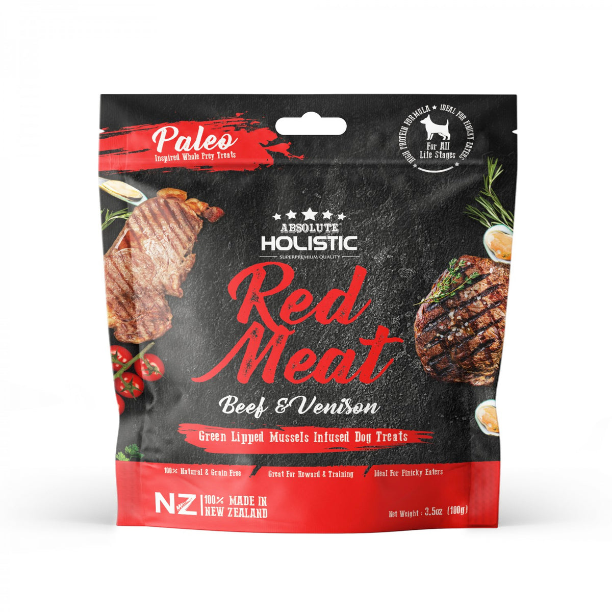 Absolute Holistic Red Meat Beef &amp; Venison Dog Treats 200g