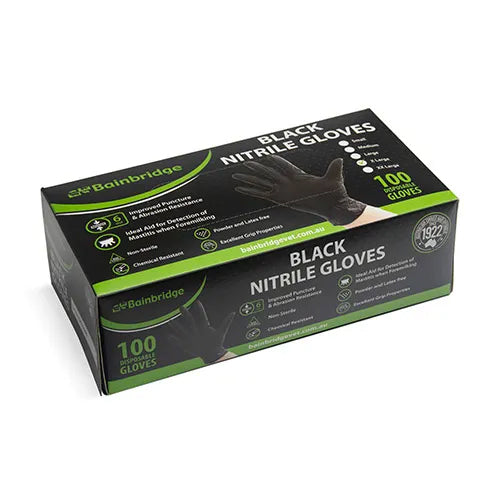 Bainbridge Black Nitrile Gloves - Box of 100