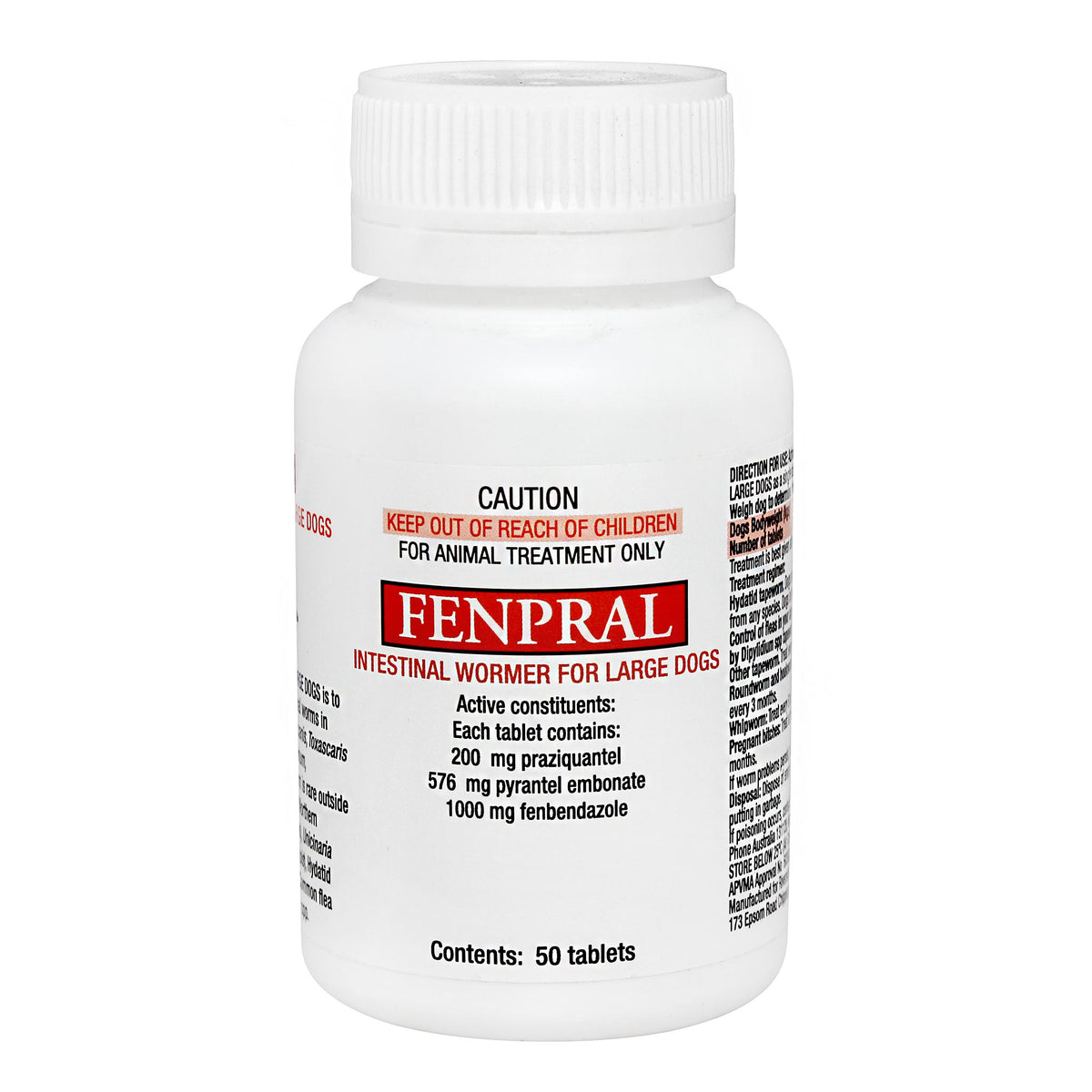 Fenpral Intestinal Allwormer for Large Dogs 40kg - 50 tablets