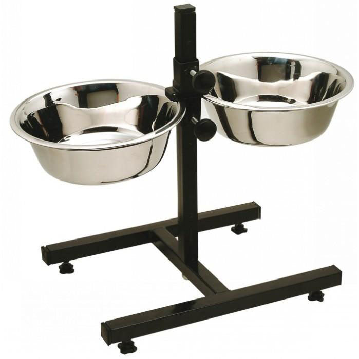 Adjustable Height Double Diner Elevated Pet Food Bowls