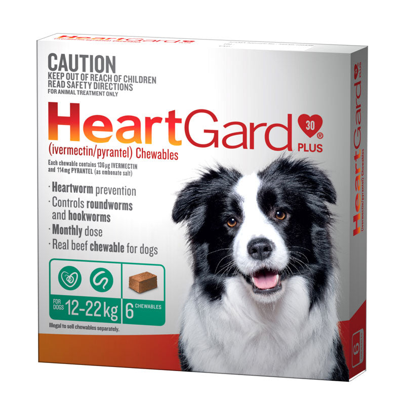 HeartGard Plus Chewables Green - for Dogs 12-22kg