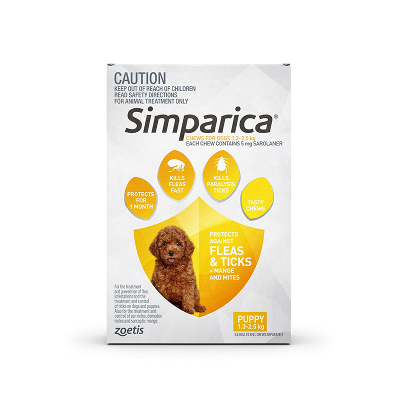 Simparica for Puppies/Small Dogs 1.3 to 2.5kg  - 3 pack