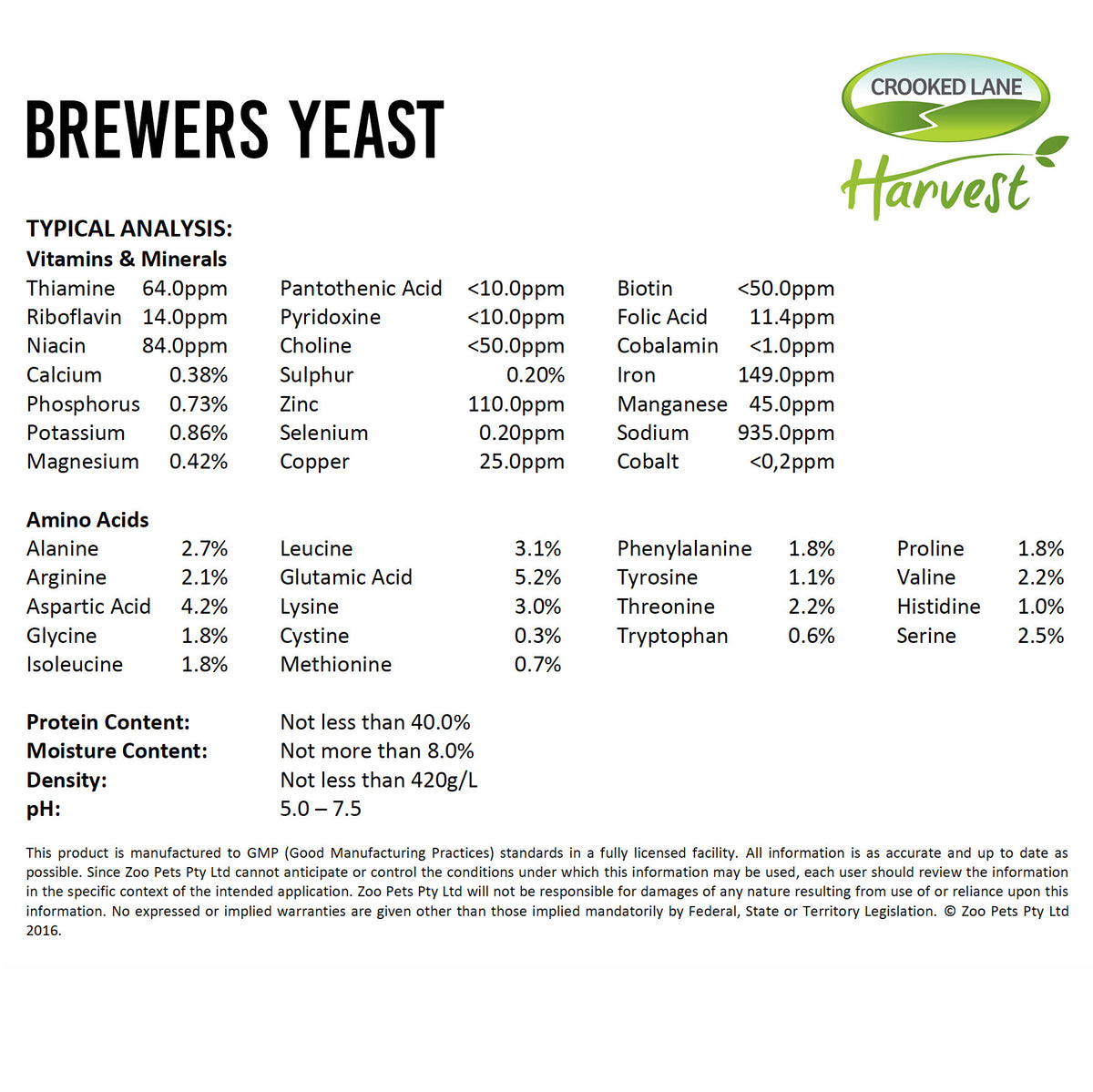 Crooked Lane Harvest Brewers Yeast