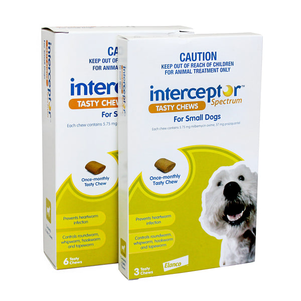 INTERCEPTOR Spectrum Chews Green. Small Dogs 411kg vetnpet DIRECT