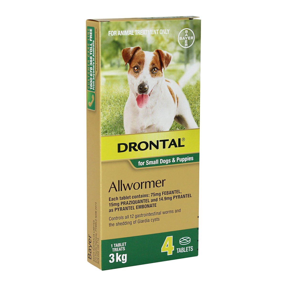 Drontal Allwormer Tablets for Small Dogs and Puppies 4 tabs