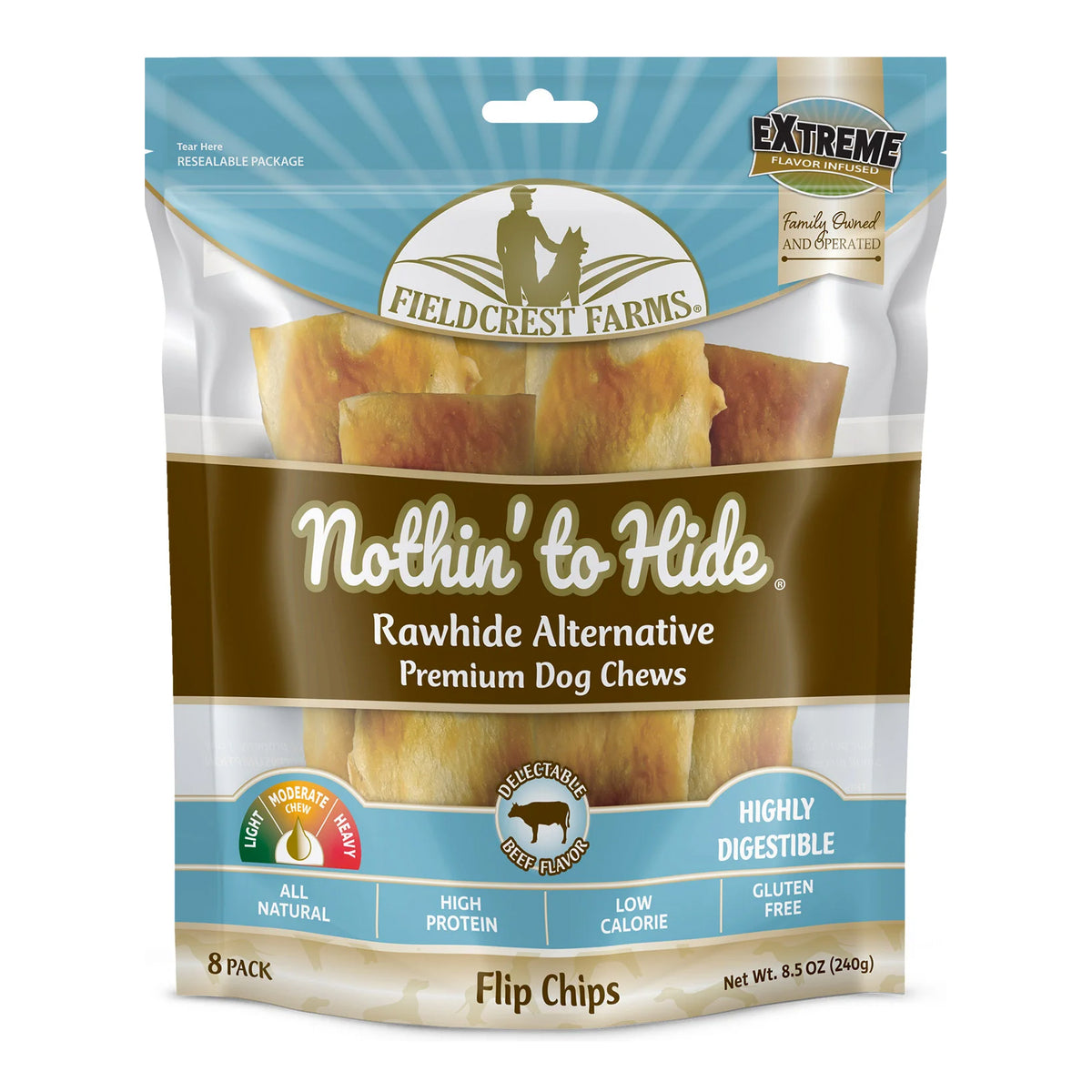 Nothin&#39; to Hide Rawhide Alternative Flip Chips Dog Chews - 8 Pack