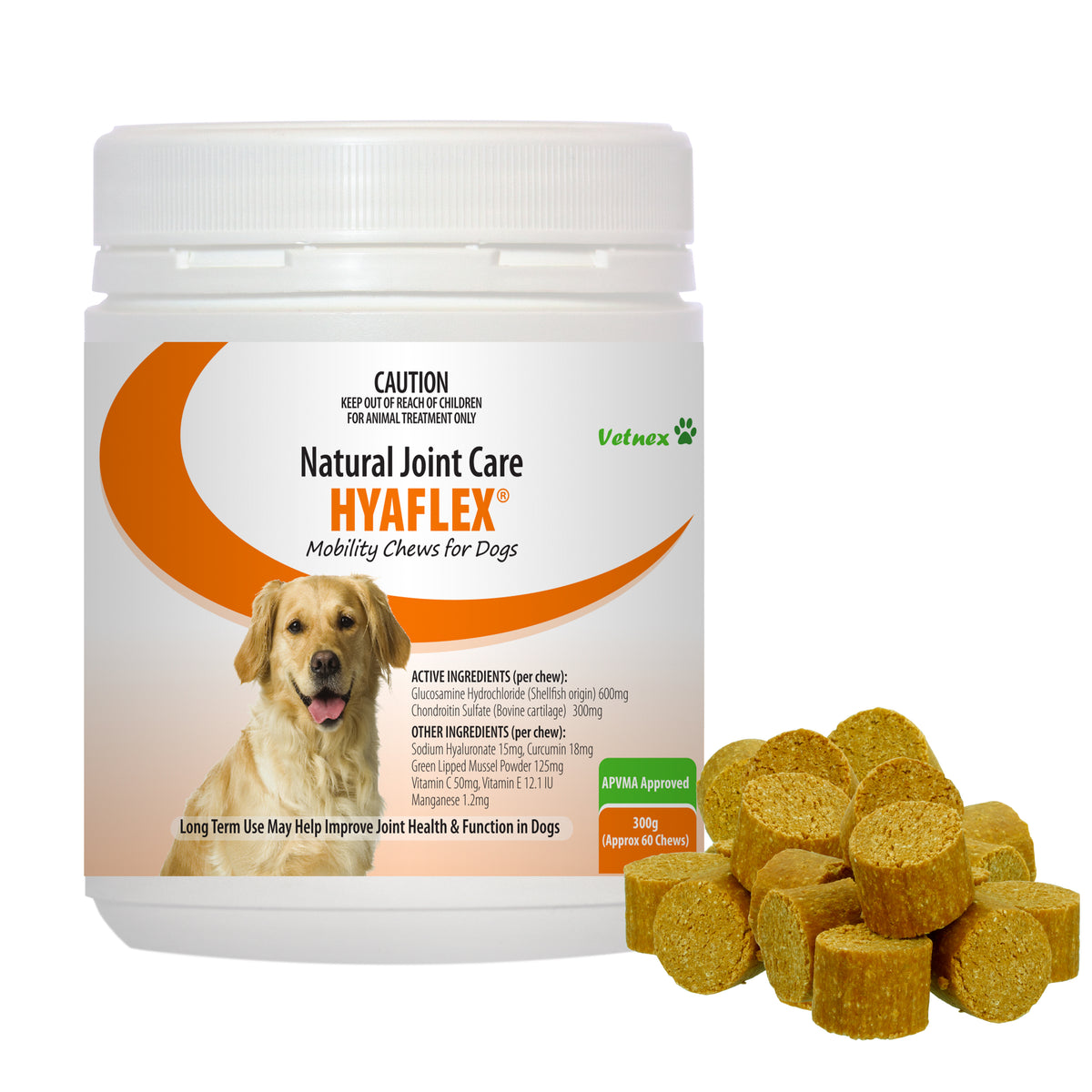 Vetnex Hyaflex Mobility Chews for Dogs 60 Chews (300g)