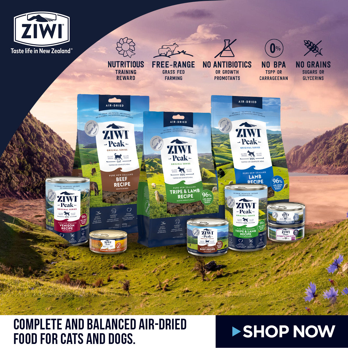 ZIWI Range of Dog & Cat Food & Treats