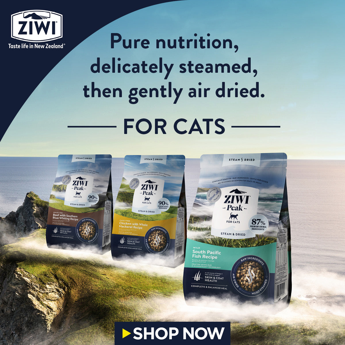 Ziwi Peak Steam & Dried Food Range for Cats
