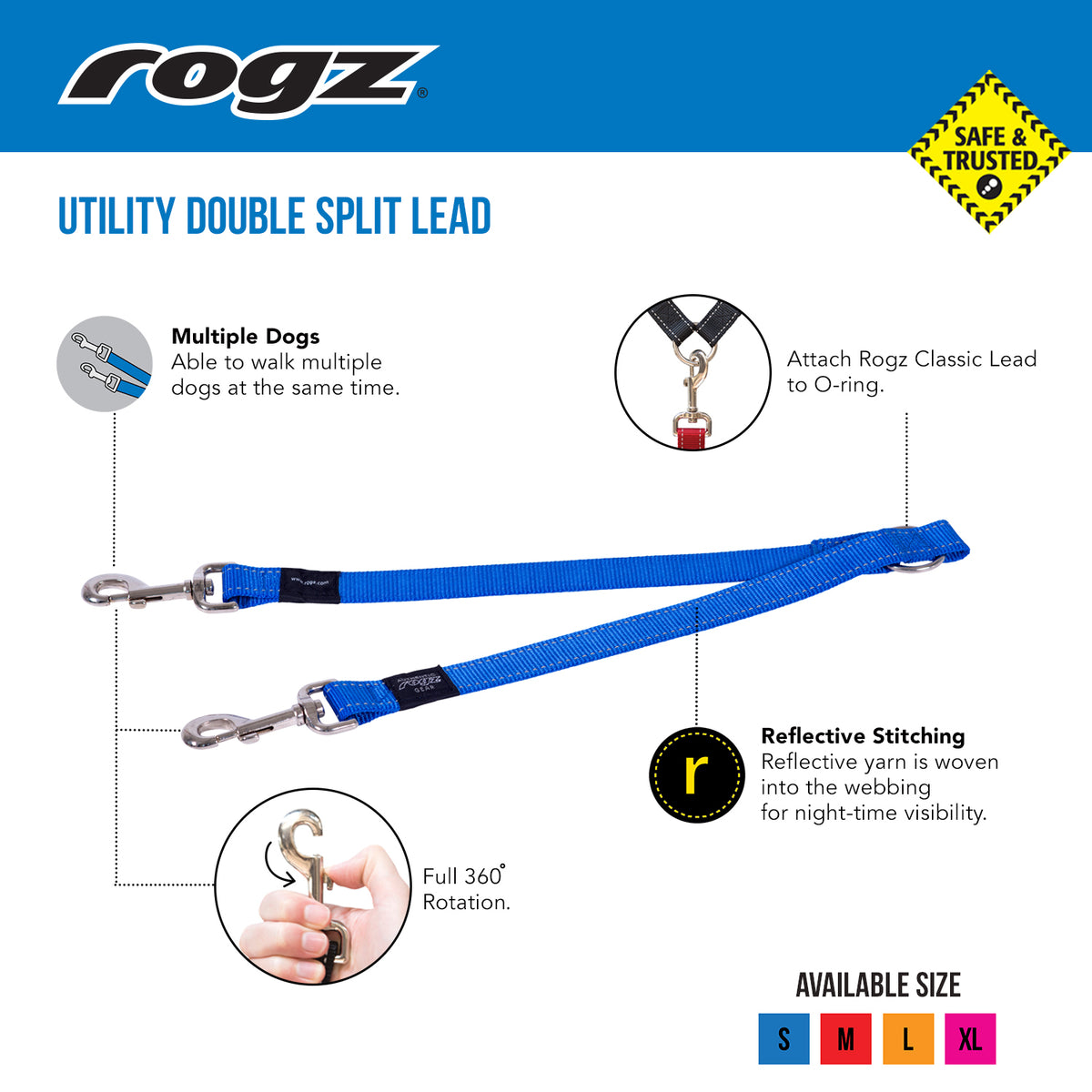 Rogz Utility Double Split Lead