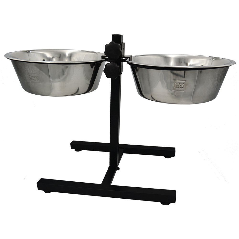 Adjustable Height Double Diner Elevated Pet Food Bowls