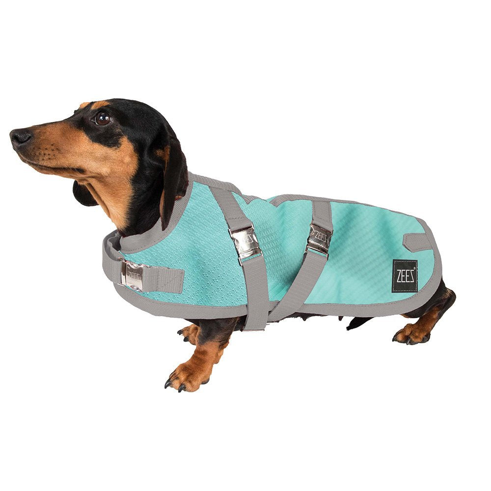 ZeeZ Supreme Dachshund Dog Coat - Mint Green/Grey