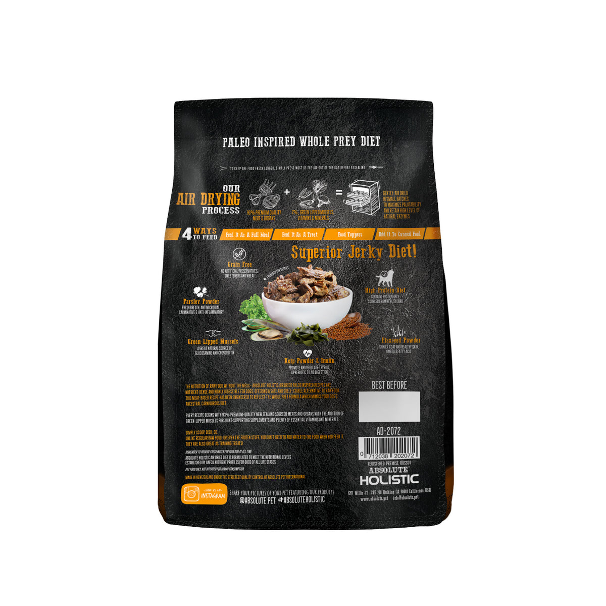Absolute Holistic Air Dried Dog Food - Lamb &amp; Salmon 1kg