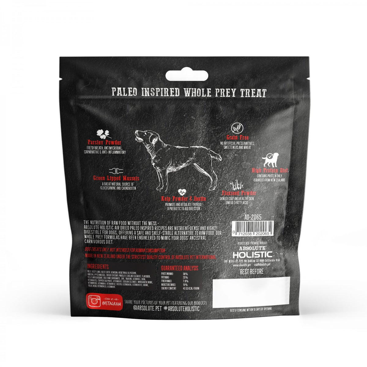 Absolute Holistic Red Meat Beef &amp; Venison Dog Treats 200g