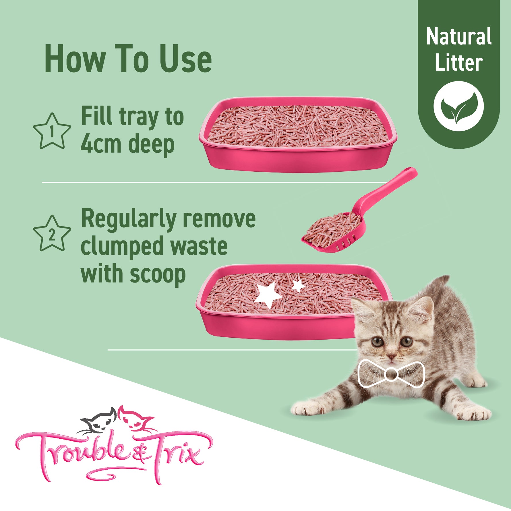 Trouble & Trix Tofu Cherry Blossom Scent Clumping Cat Litter Pellets 10L