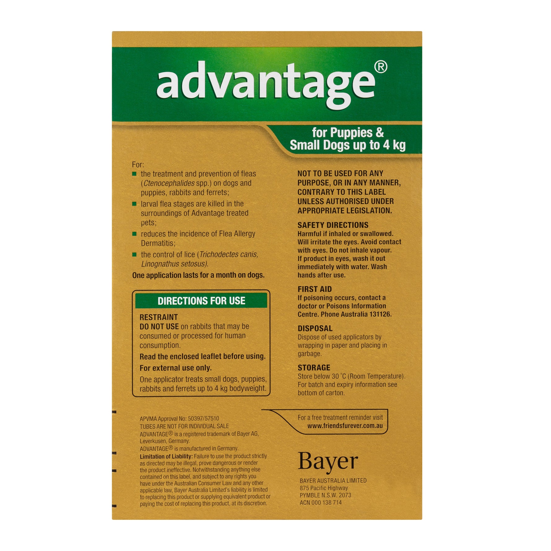 Advantage for Dogs & Puppies Under 4kg