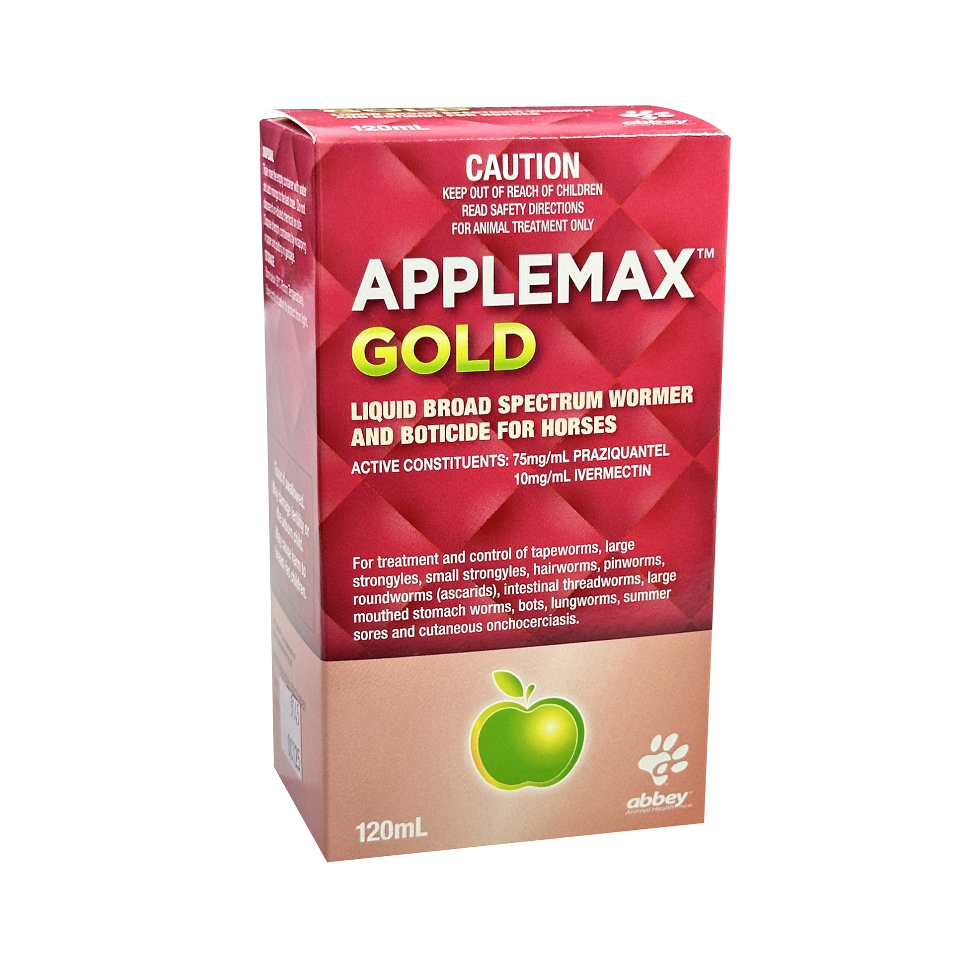 Applemax Gold Liquid Broad Spectrum Wormer & Boticide for Horses 120mL ...