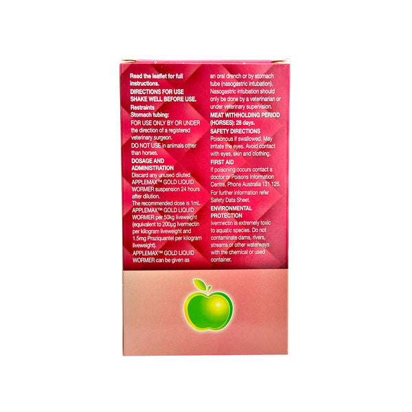 Applemax Gold Liquid Broad Spectrum Wormer & Boticide for Horses 120mL ...