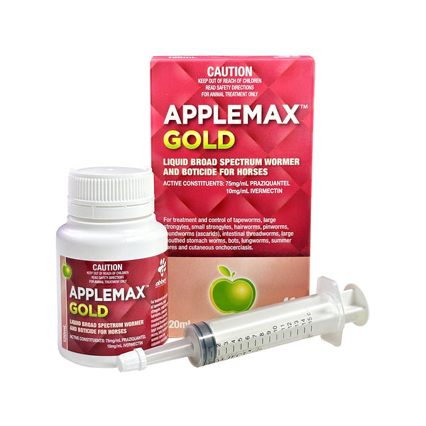 Applemax Gold Liquid Broad Spectrum Wormer & Boticide for Horses 120mL ...