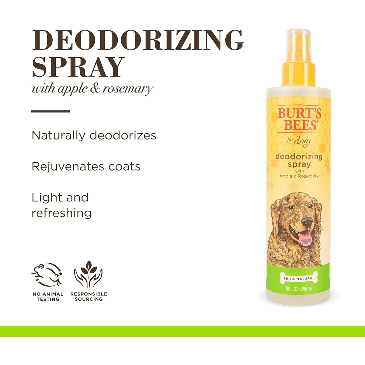 Burt's Bees Deodorizing Spray with Apple and Rosemary for Dogs 296mL
