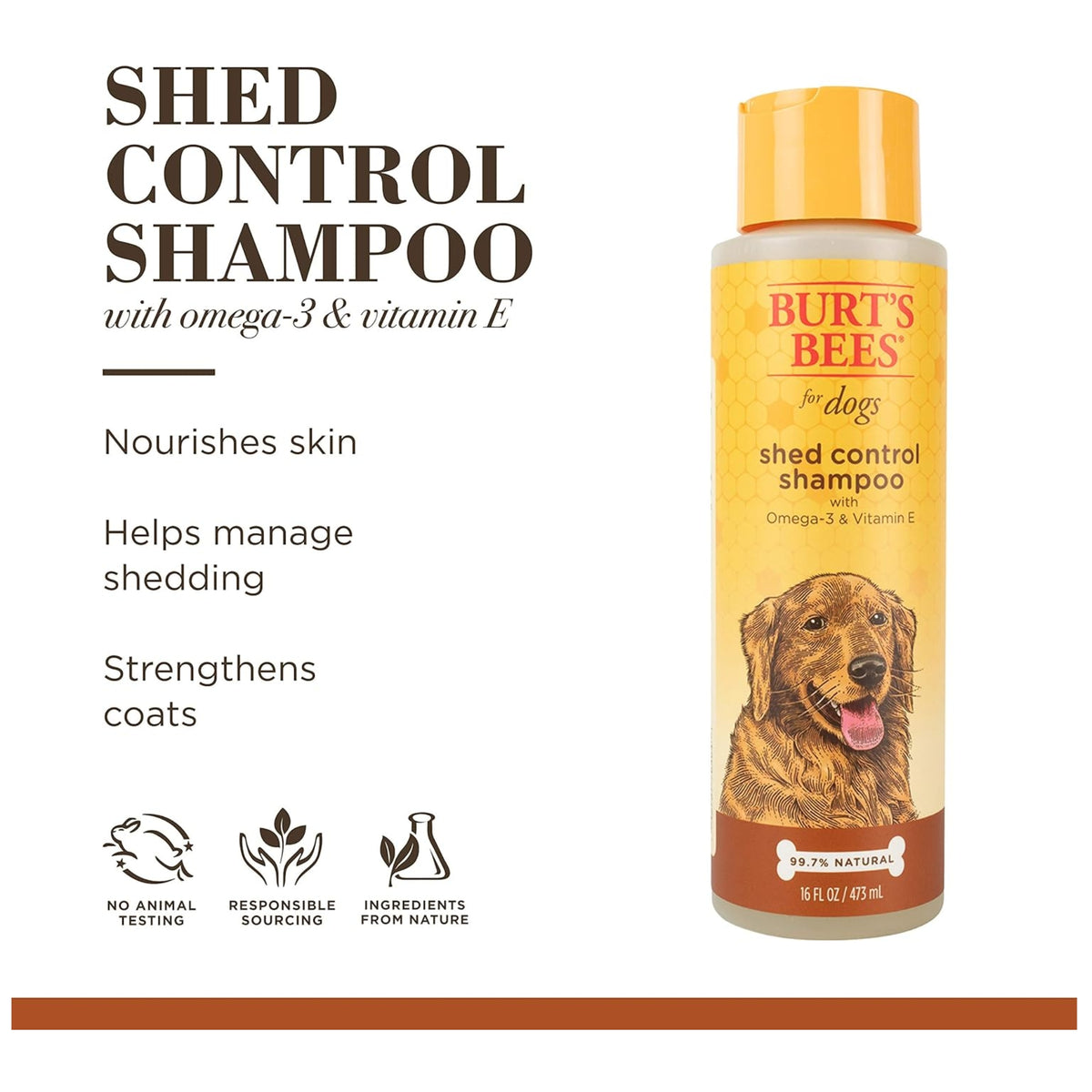 Burt's Bees Shed Control Shampoo with Omega 3 and Vitamin E for Dogs 473mL
