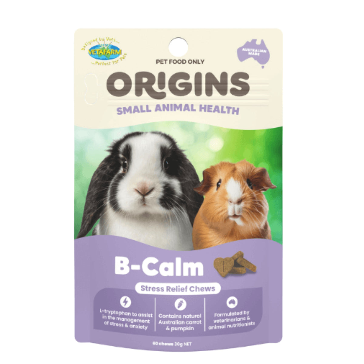 Vetafarm Origins B-Calm Chews for Small Animals - 60 Chews