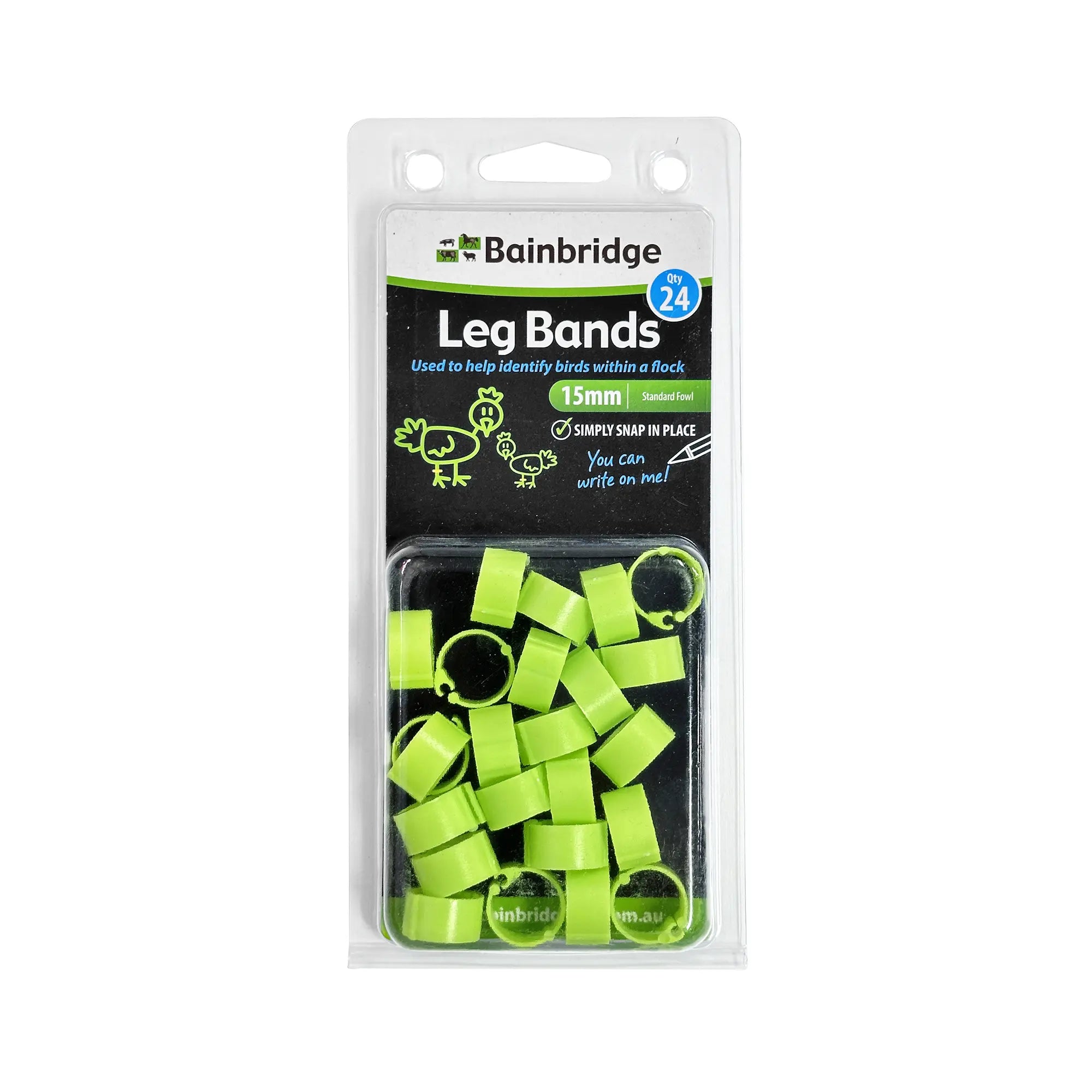 Poultry Leg Bands/Rings 24's - Green