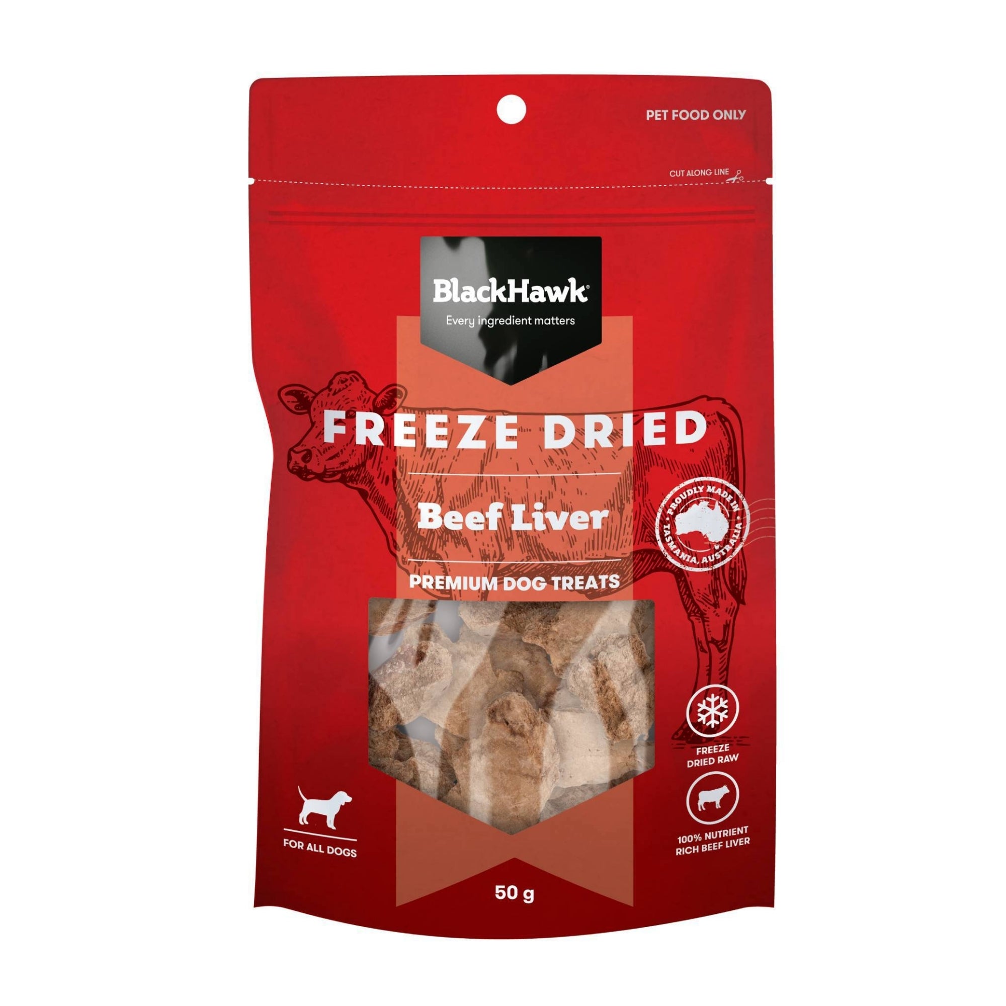 Black Hawk Freeze Dried Beef Liver Dog Treats 50g
