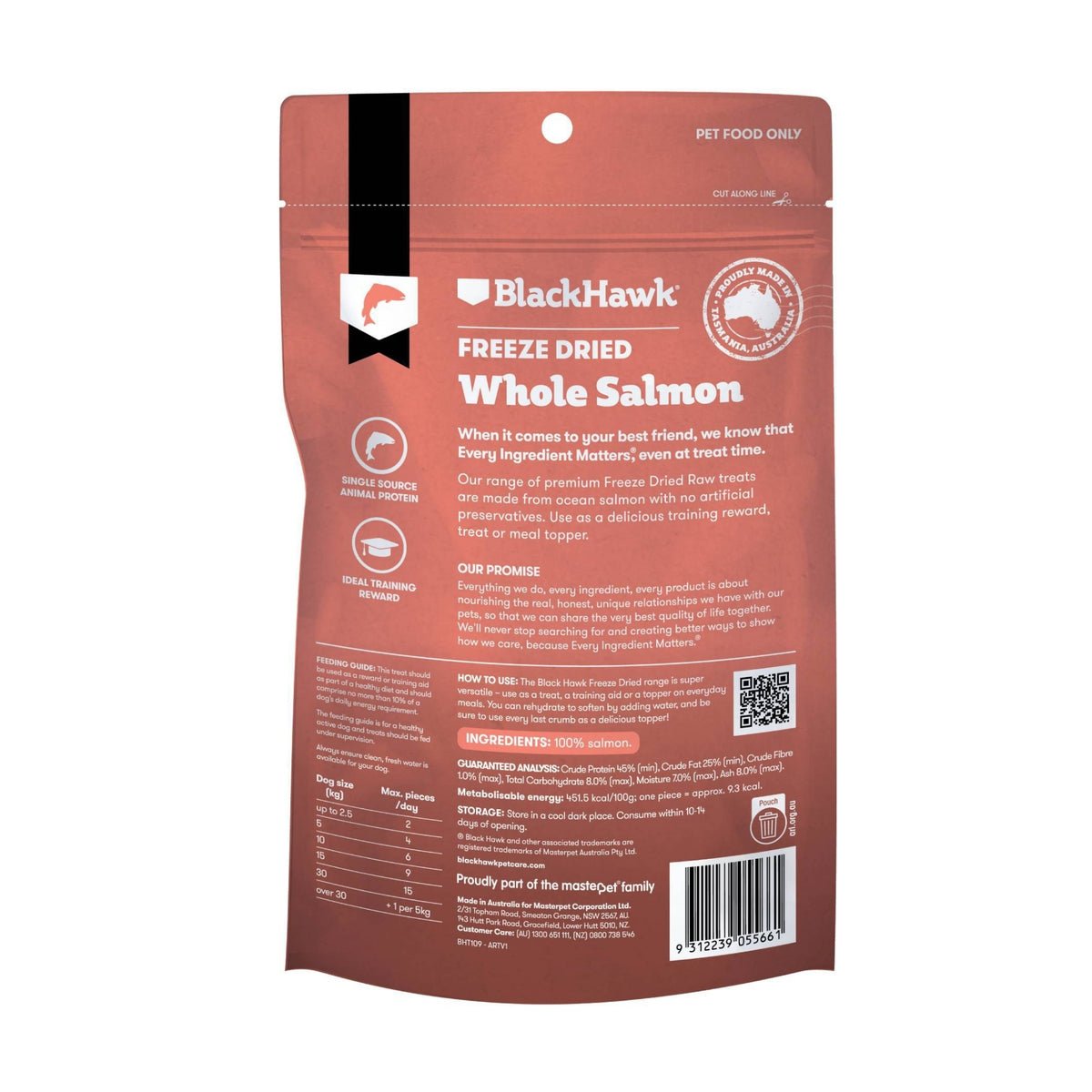 Black Hawk Freeze Dried Whole Salmon Dog Treats 45g