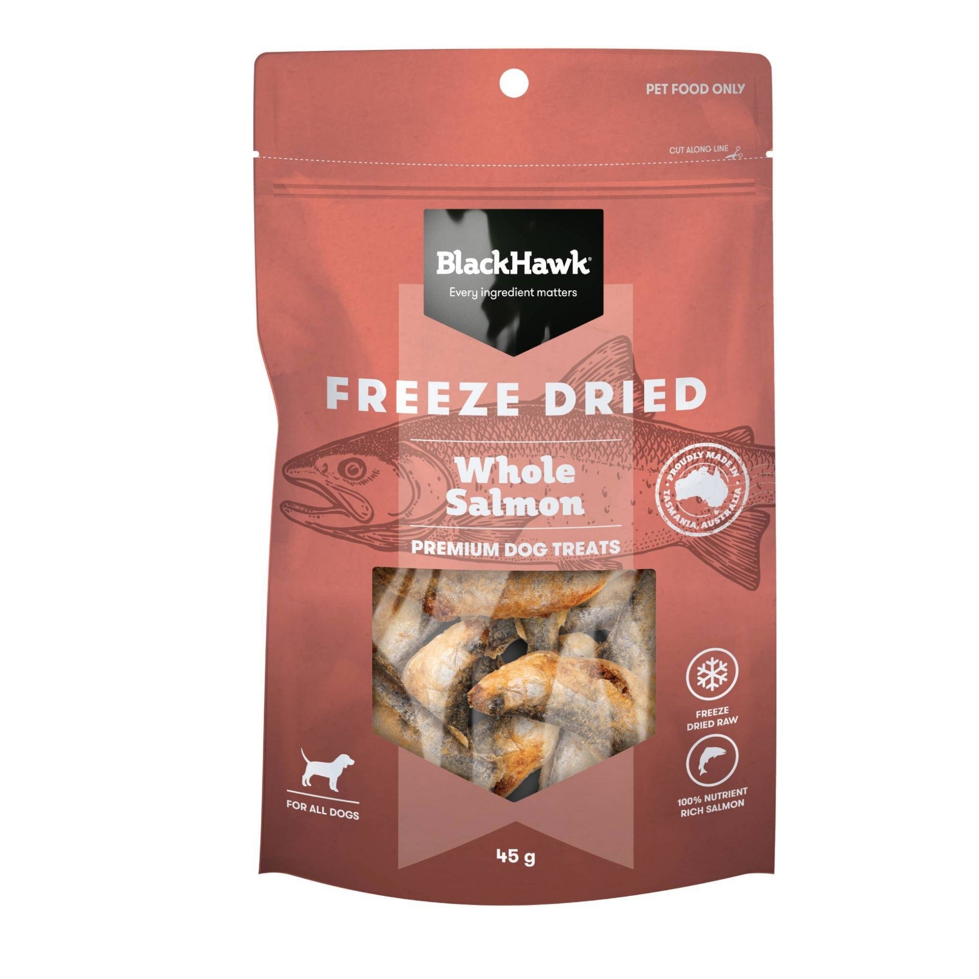 Black Hawk Freeze Dried Whole Salmon Dog Treats 45g