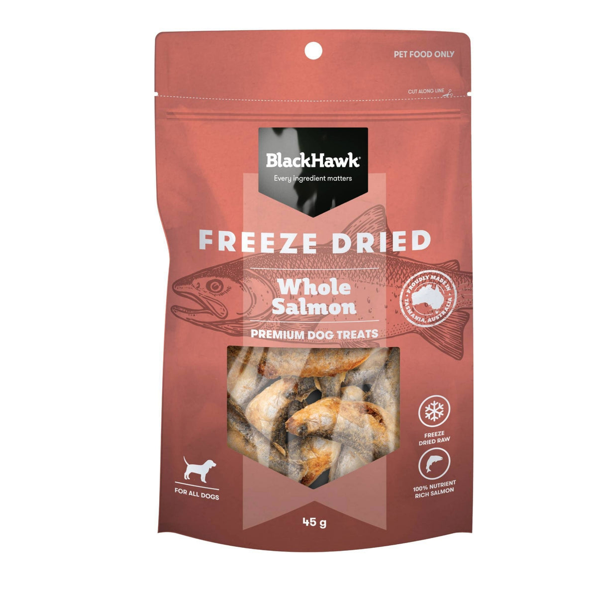 Black Hawk Freeze Dried Whole Salmon Dog Treats 45g