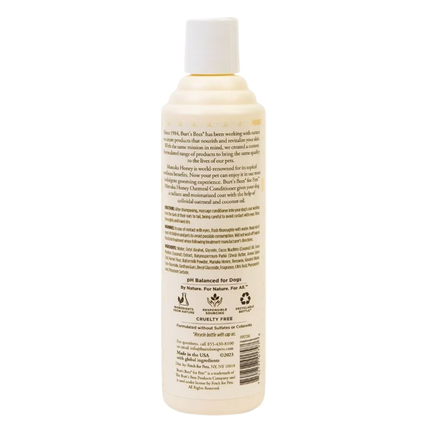 Burt’s Bees Manuka Honey Oatmeal Shampoo with Coconut Oil for Dogs 473mL
