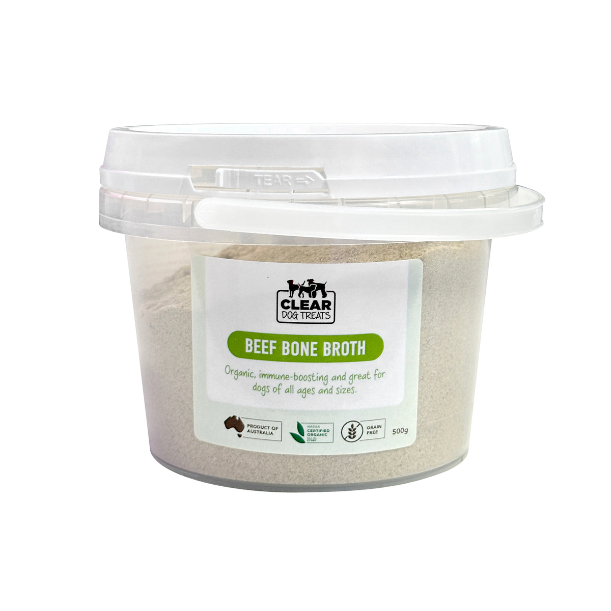CLEAR Dog Treats Organic Beef Bone Broth Powder for Dogs