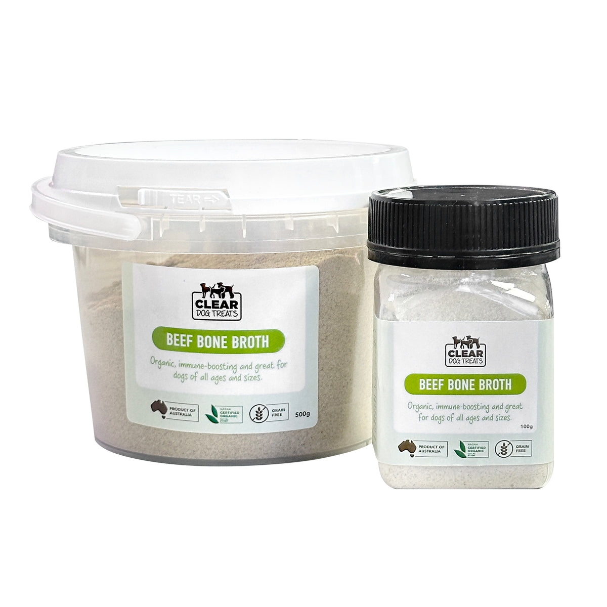 CLEAR Dog Treats Organic Beef Bone Broth Powder for Dogs