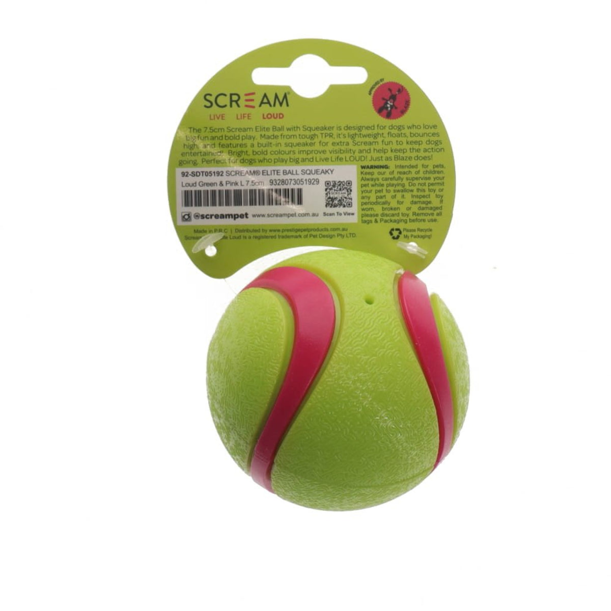 Scream Elite Squeaky Ball Squeaky 7.5cm