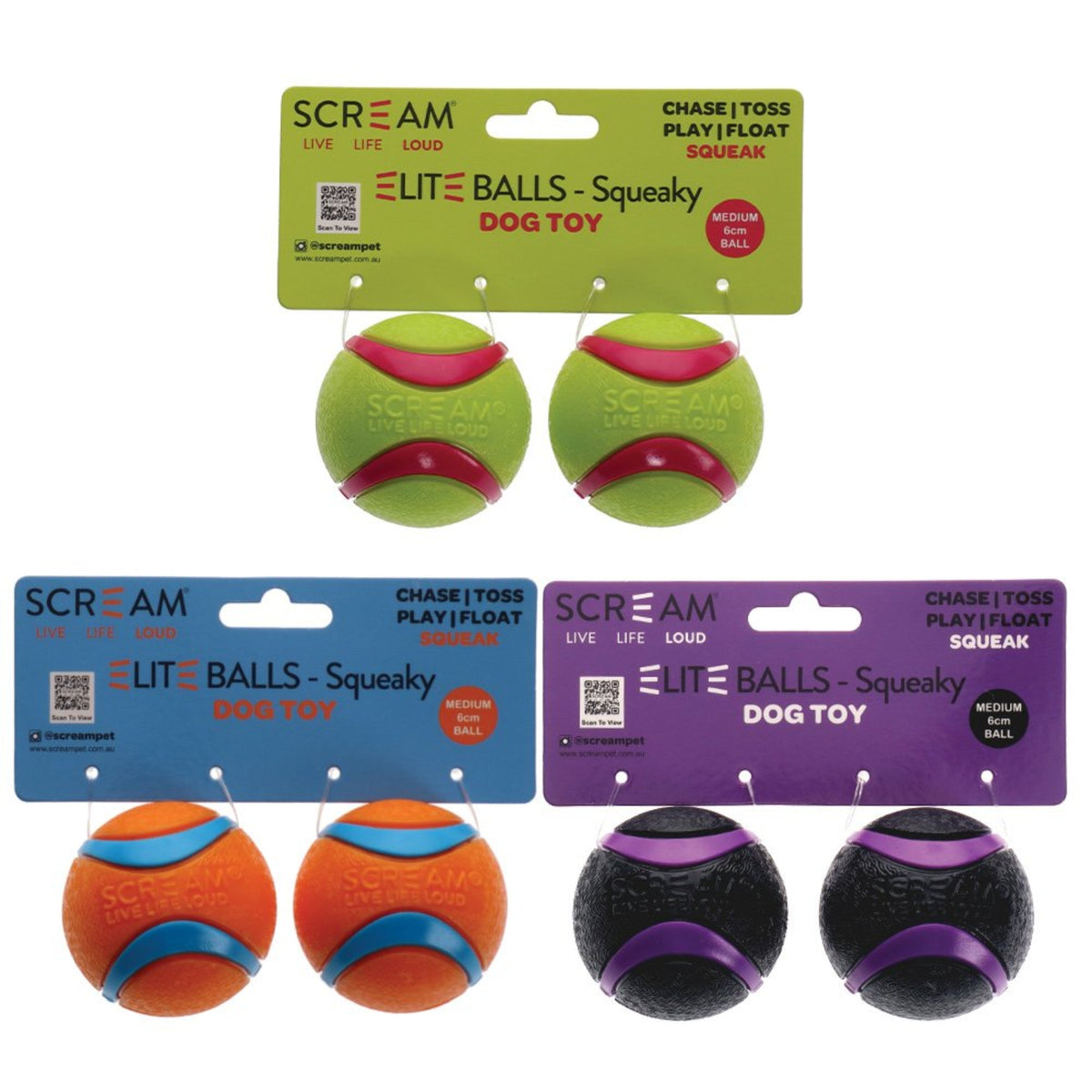 Scream Elite Balls Squeaky - 2 Pack