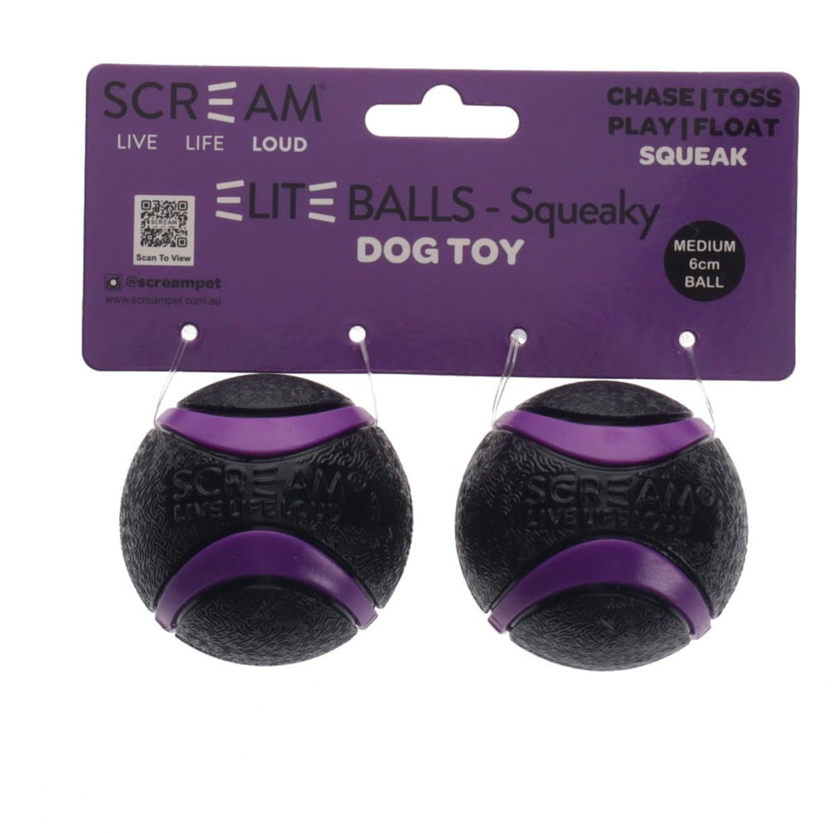 Scream Elite Balls Squeaky - 2 Pack