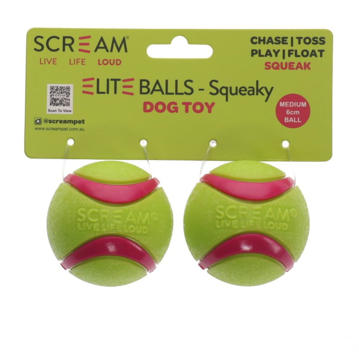 Scream Elite Balls Squeaky - 2 Pack
