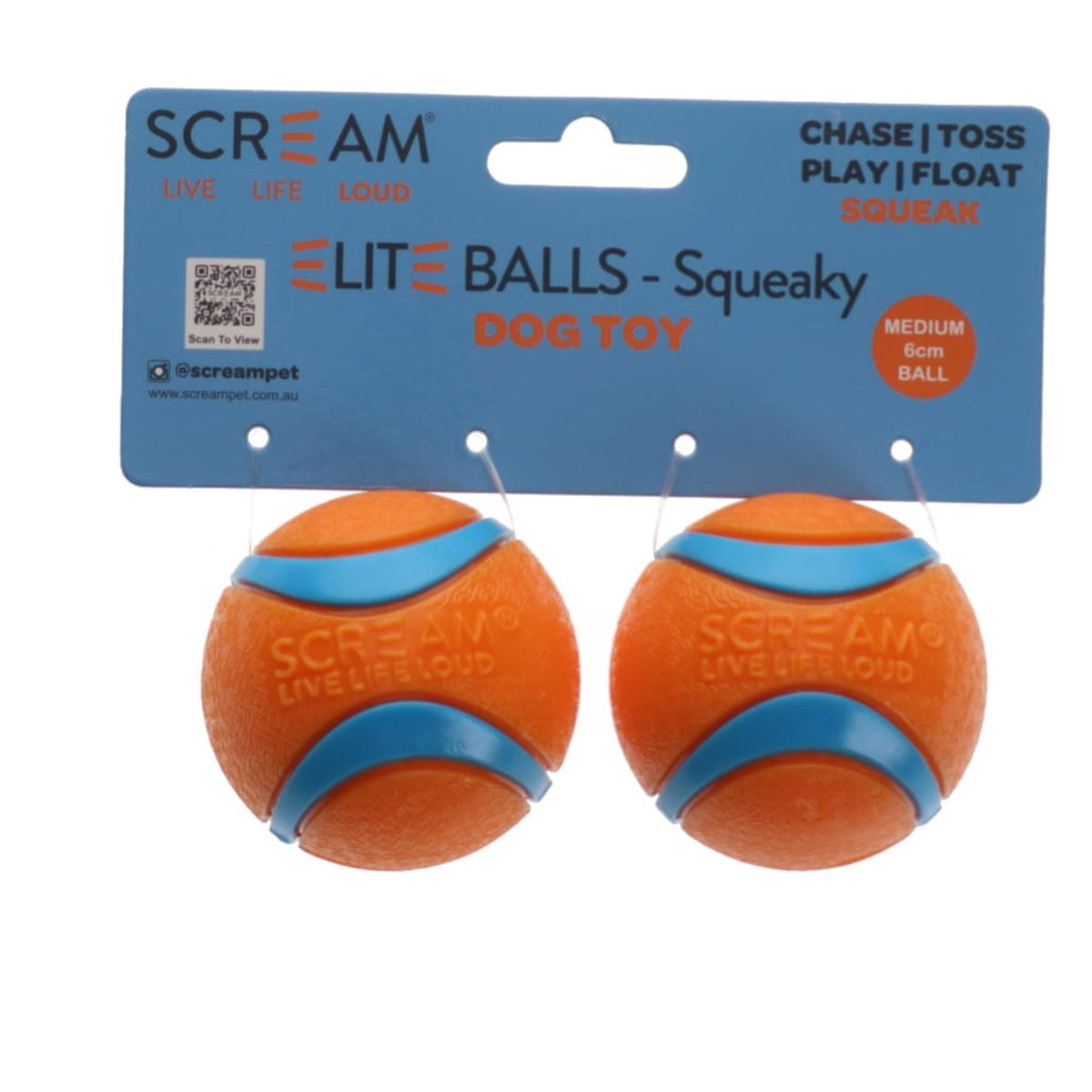Scream Elite Balls Squeaky - 2 Pack