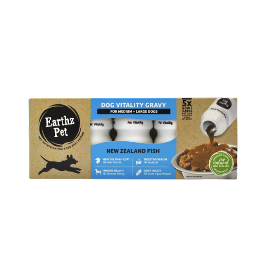 Earthz Pet New Zealand Fish Dog Vitality Gravy - Medium/Large Dog (5x50mL Pack)