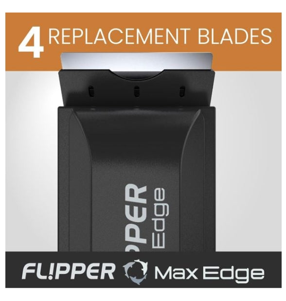 Flipper Edge Max Stainless Steel Replacement Blades for Glass Tanks - 4pack