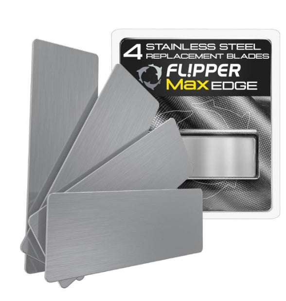Flipper Edge Max Stainless Steel Replacement Blades for Glass Tanks - 4pack