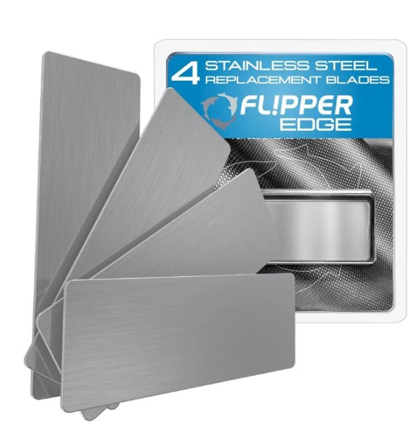 Flipper Edge Stainless Steel Replacement Blades for Glass Tanks - 4 pack