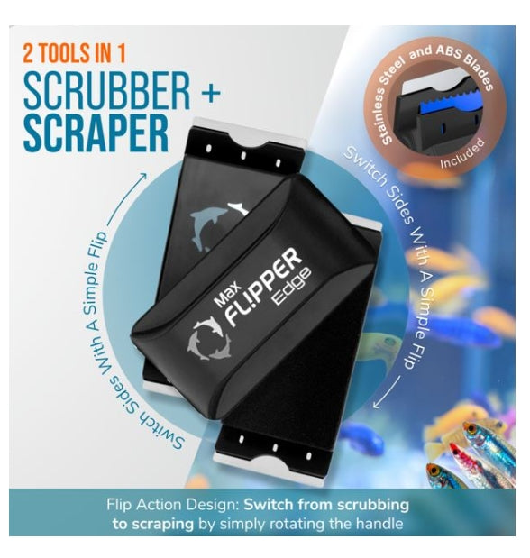 Flipper Edge Max 2 in 1 Floating Magnetic Aquarium Algae Cleaner