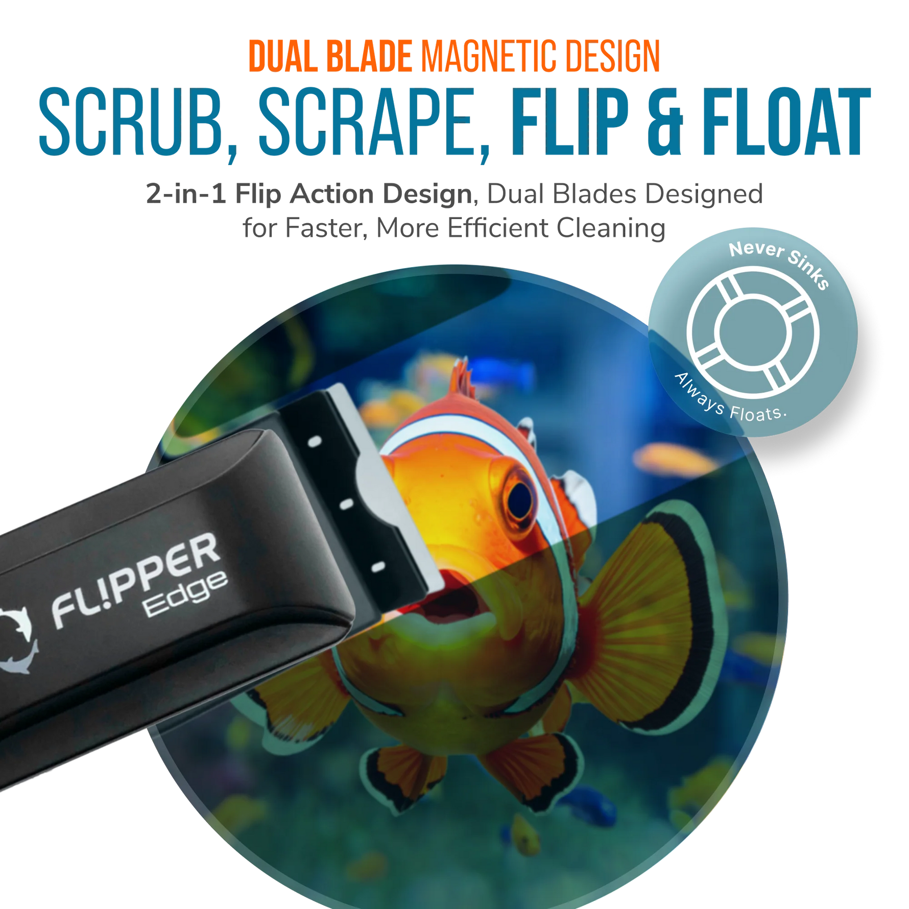 Flipper Edge Dual Blade Magnetic Aquarium Algae Cleaner