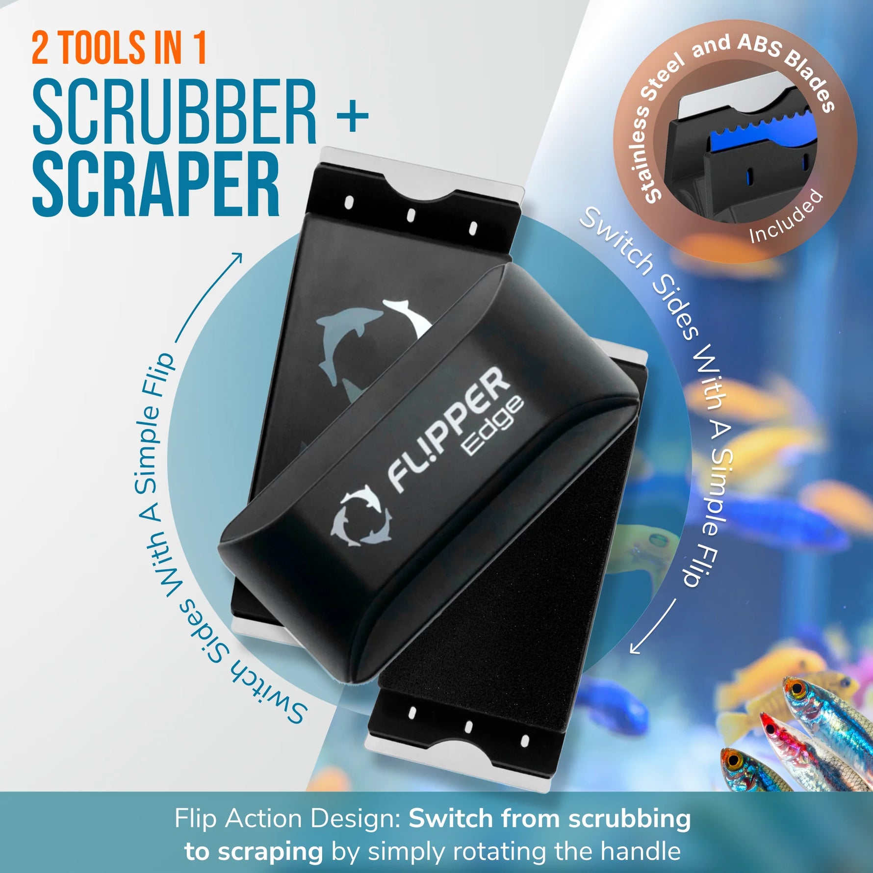 Flipper Edge Dual Blade Magnetic Aquarium Algae Cleaner