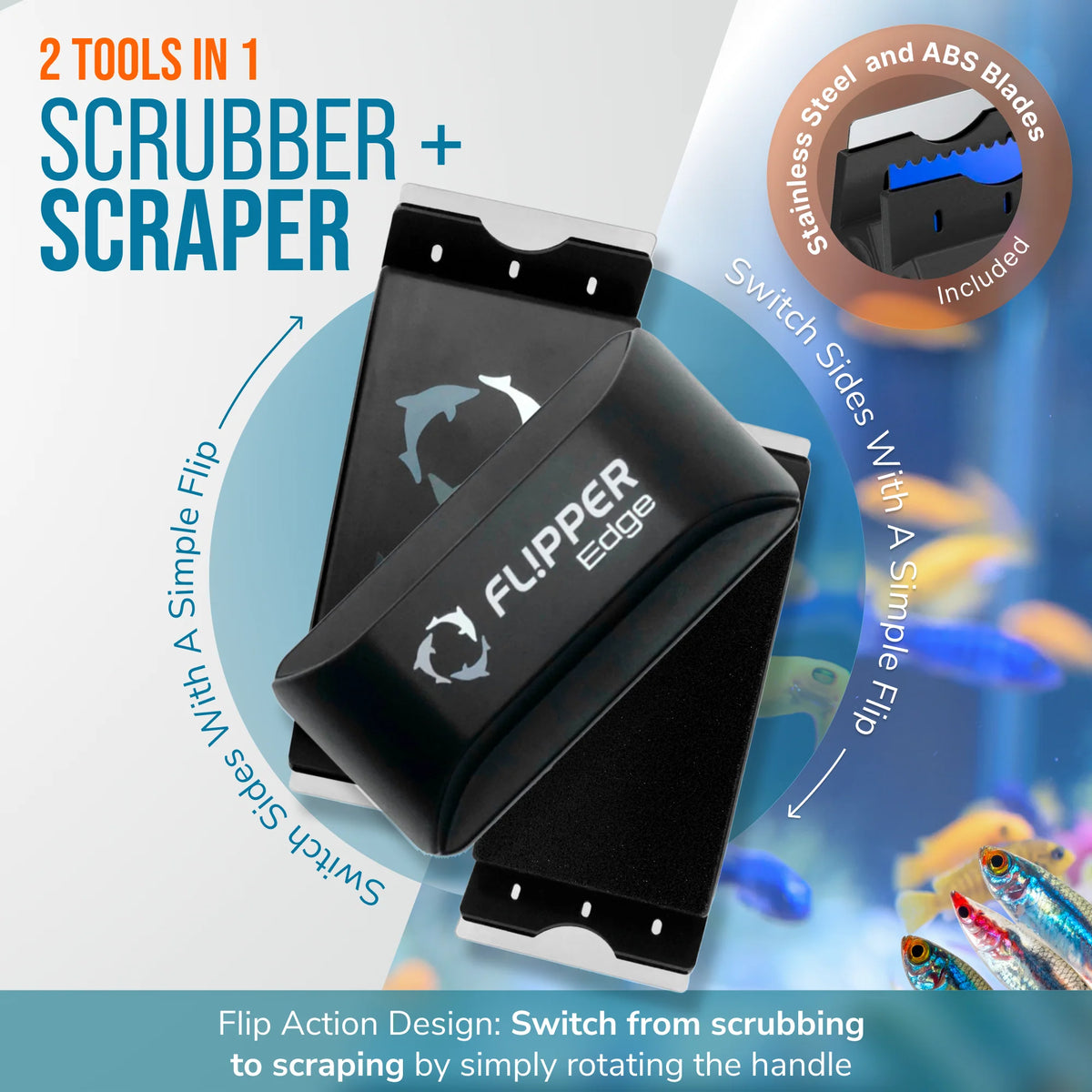 Flipper Edge Dual Blade Magnetic Aquarium Algae Cleaner