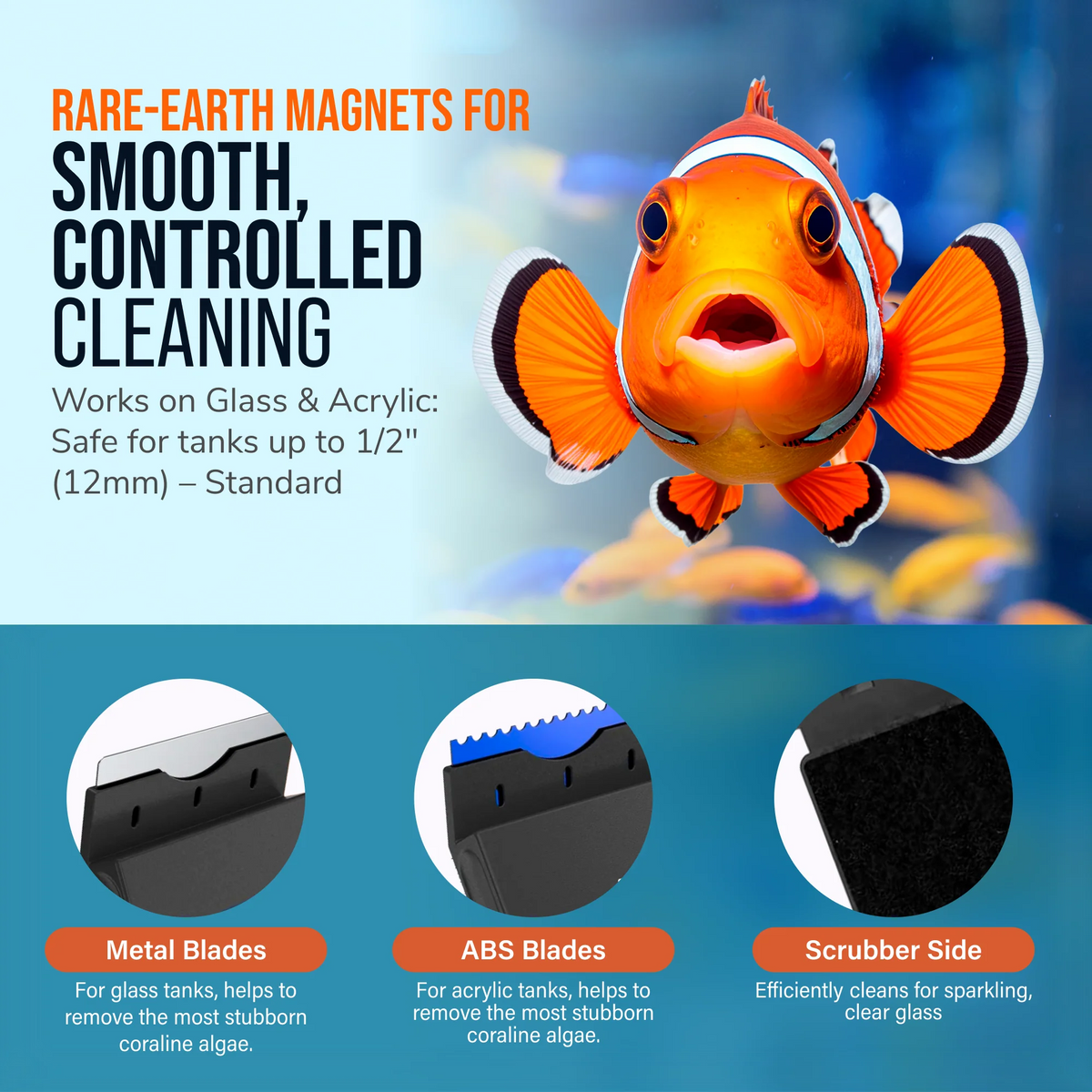 Flipper Edge Dual Blade Magnetic Aquarium Algae Cleaner