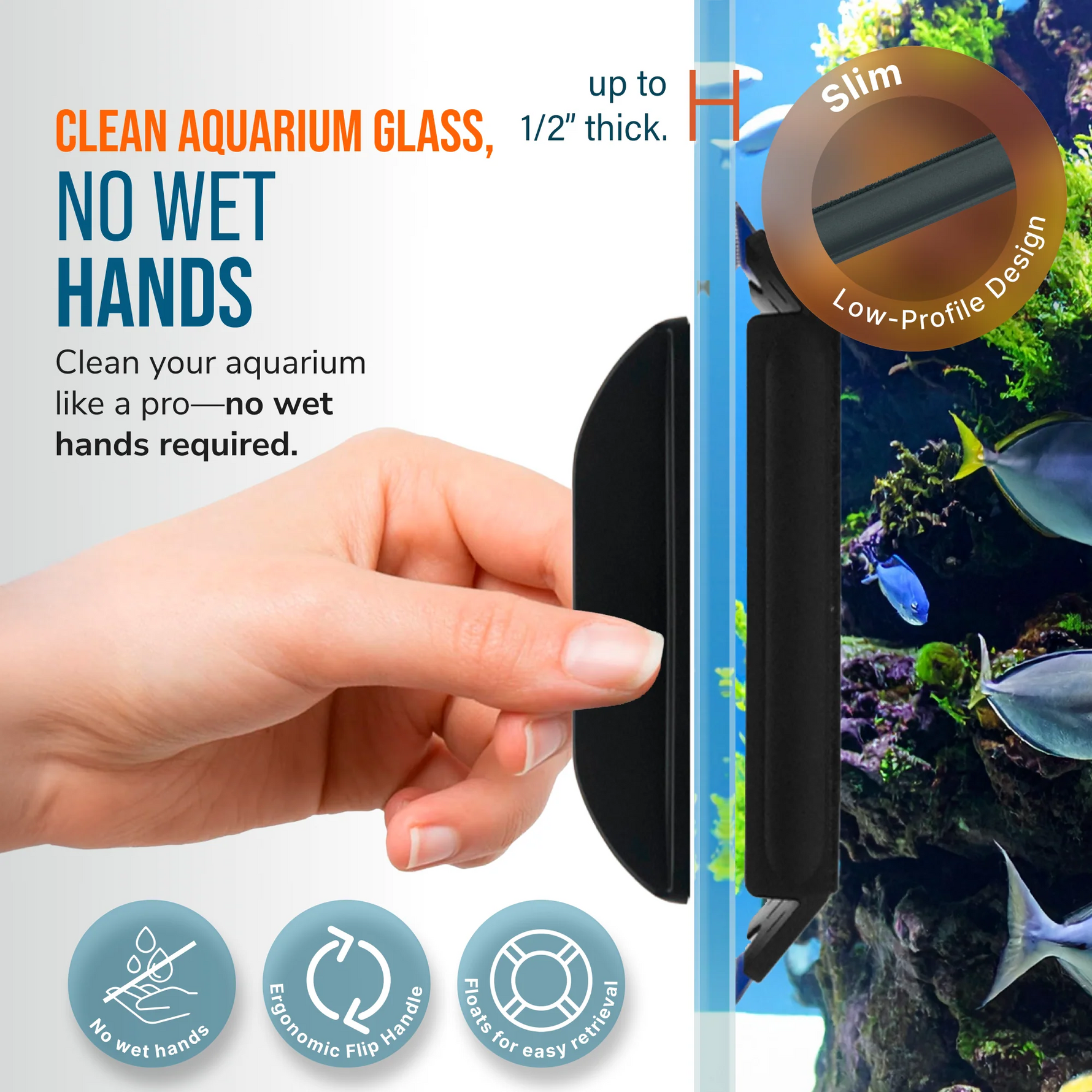 Flipper Edge Dual Blade Magnetic Aquarium Algae Cleaner