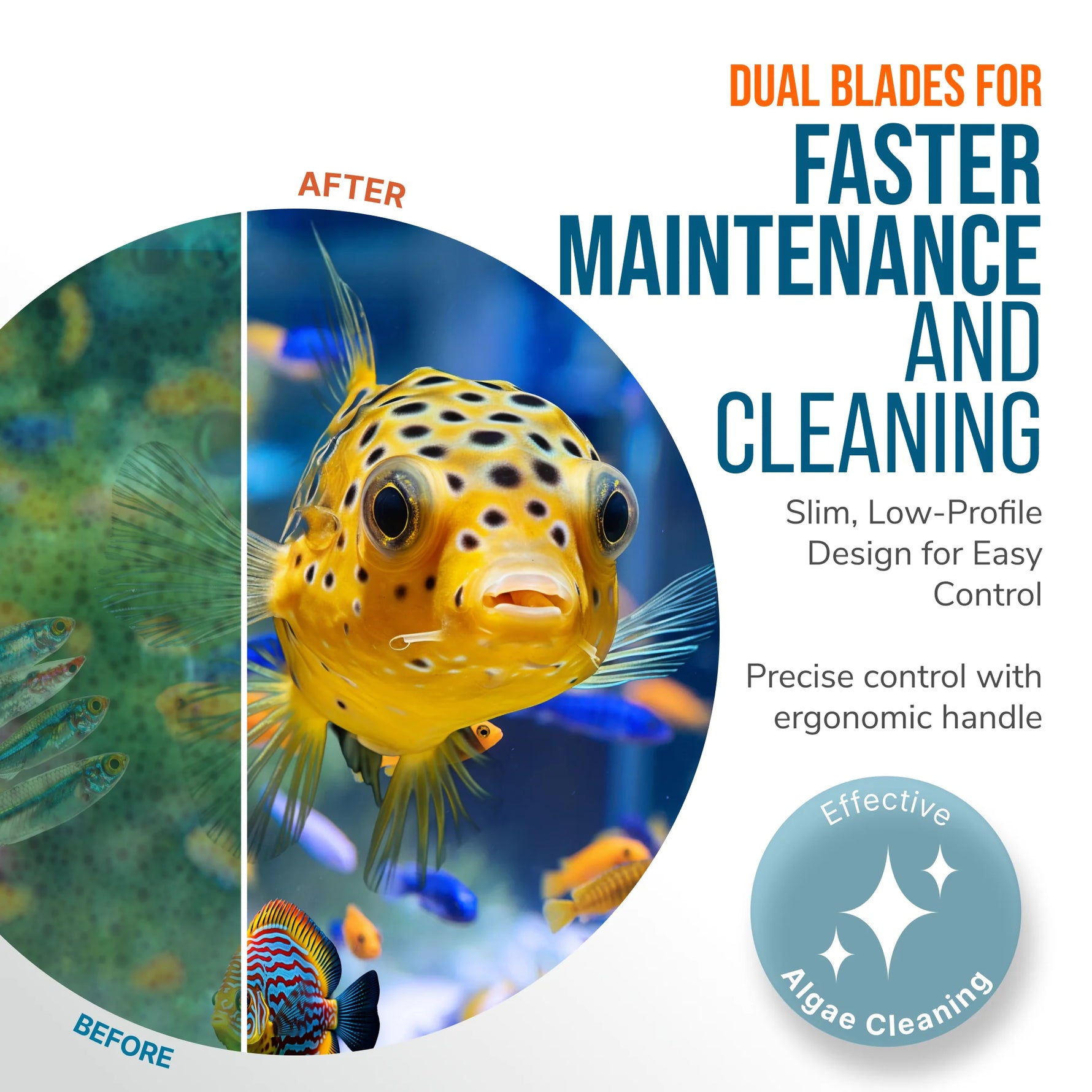 Flipper Edge Dual Blade Magnetic Aquarium Algae Cleaner